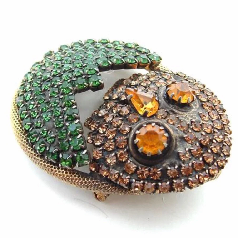 HOBE Owl Brooch and Pendant Vintage Necklace